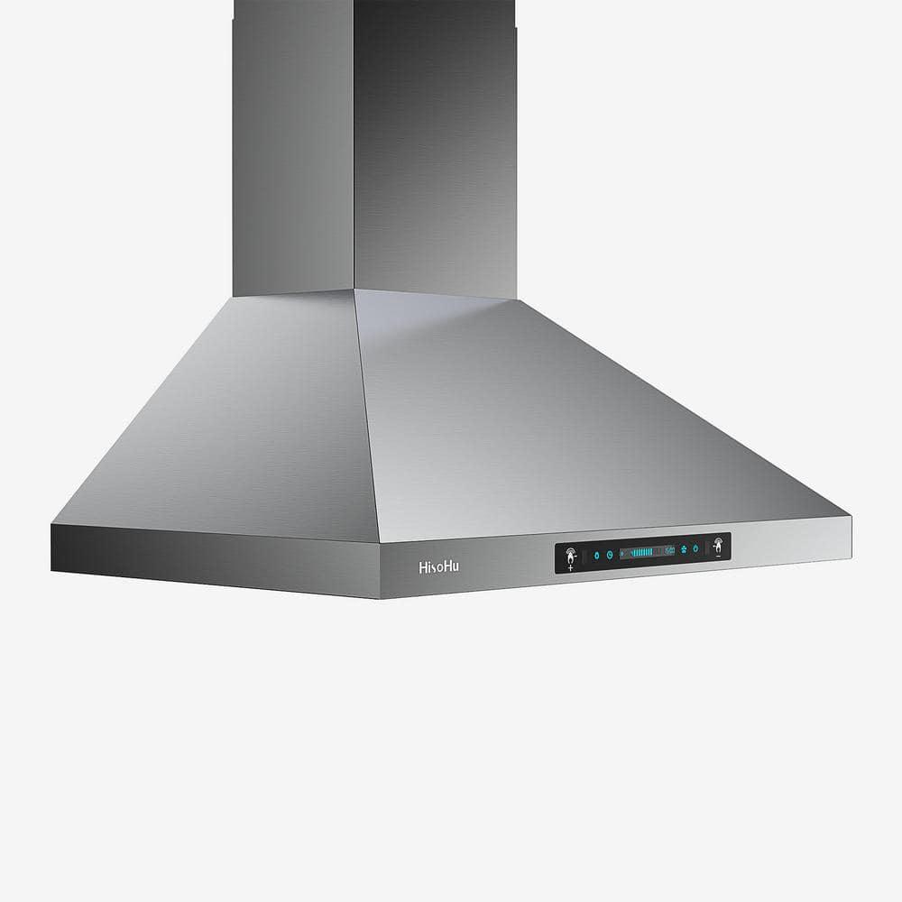 HisoHu 2953 in 780 CFM Ducted Wall Mount Range Hood in Stainless Steel With Gesture Sensing Control Function