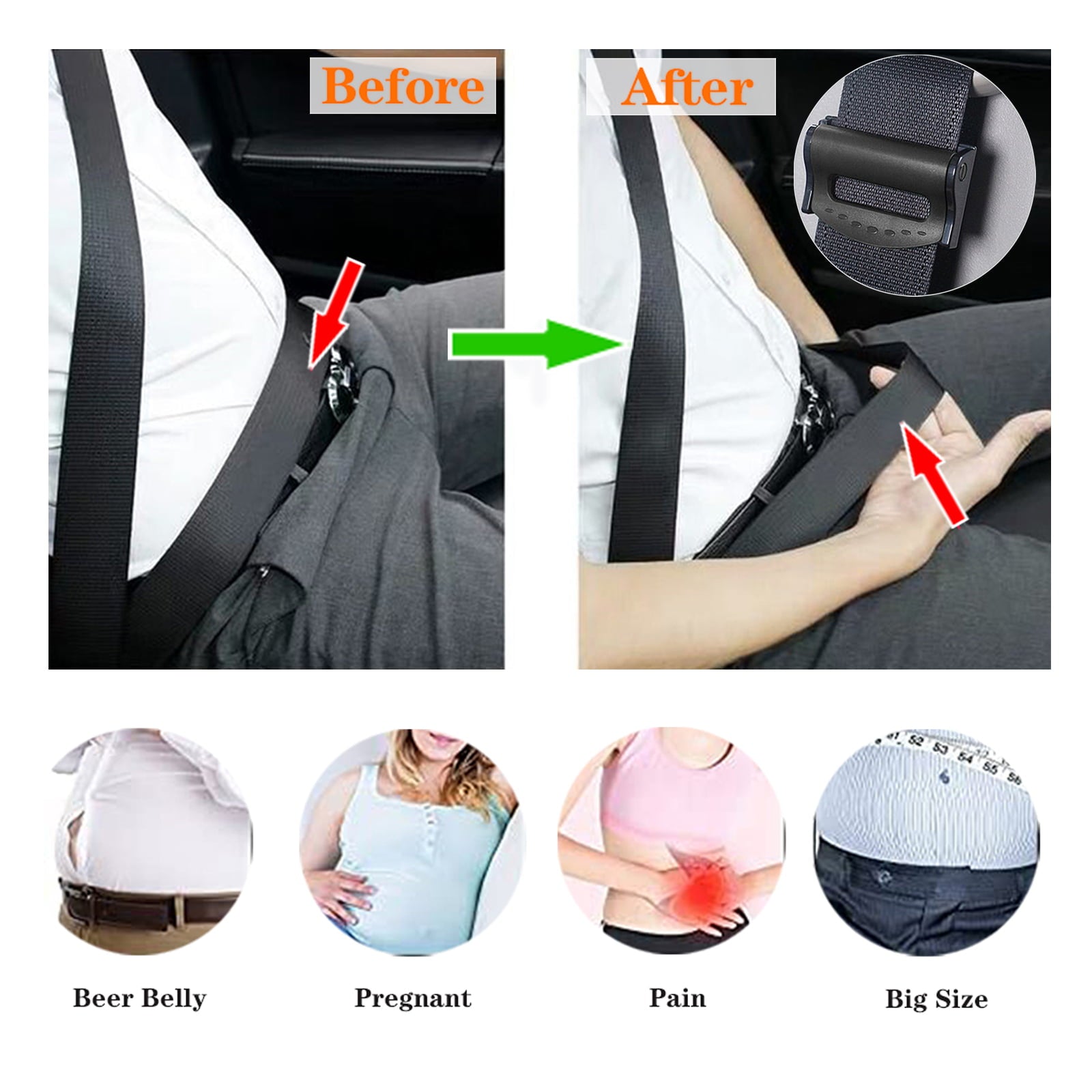 Car Seatbelt Adjuster Car Seat Belt Clip Shoulder Neck Strap Positioner (2 Pack)