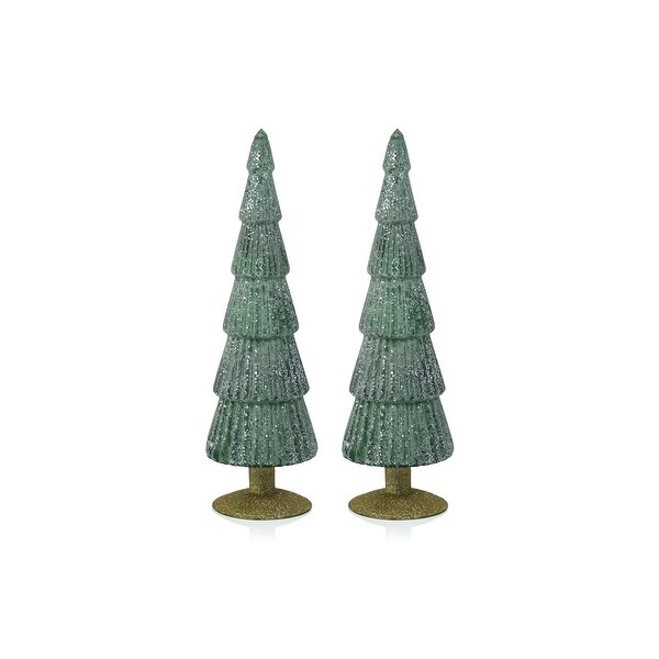 Amaryllis 13.5 Glass Tree on Glitter Base，Set of 2