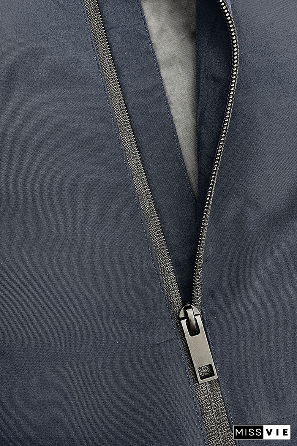 Plain Open Zipper Pockets Hooded Outdoor Jackets