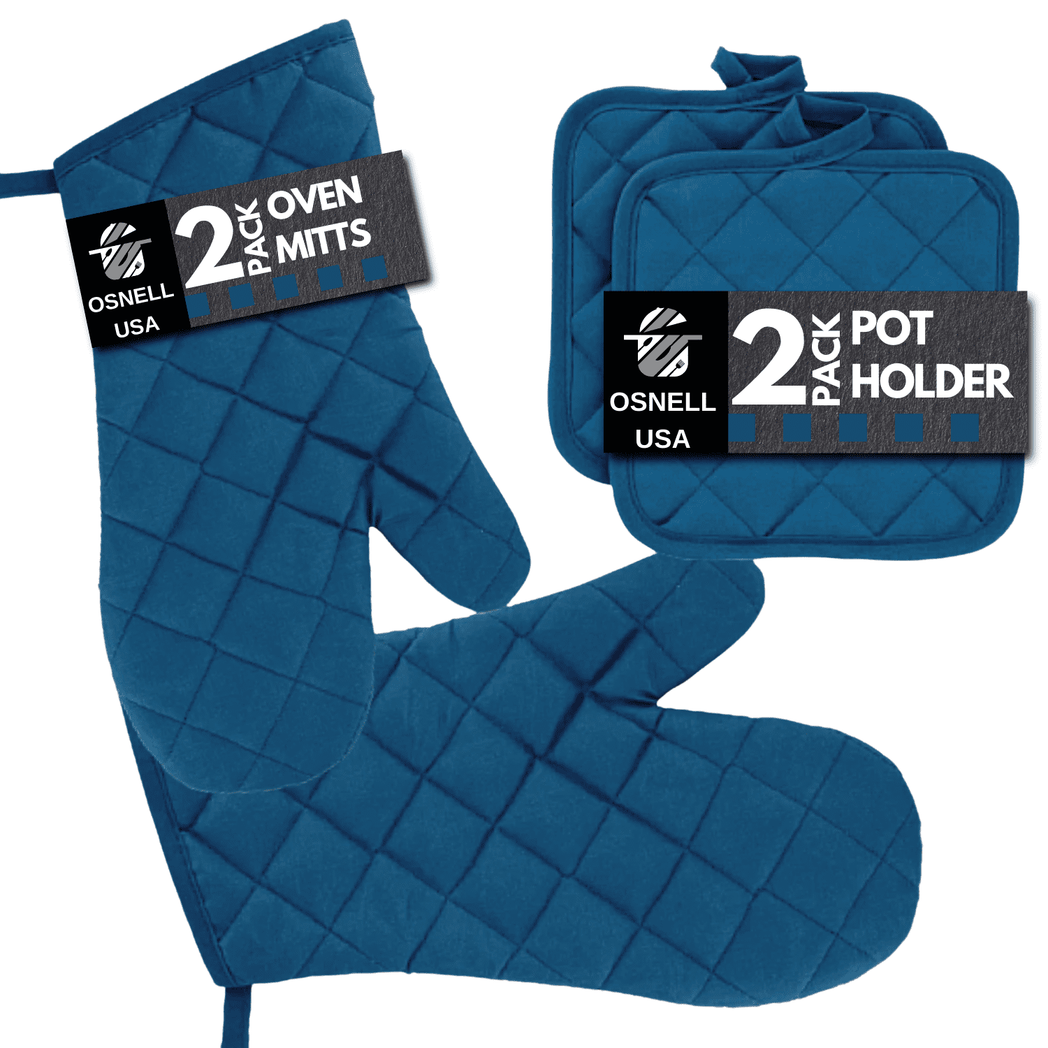 Kitchen Oven Mitt Pot Holder Set Kitchen Linens Oven Mitt Pot Holder Pack ( Navy Blue)