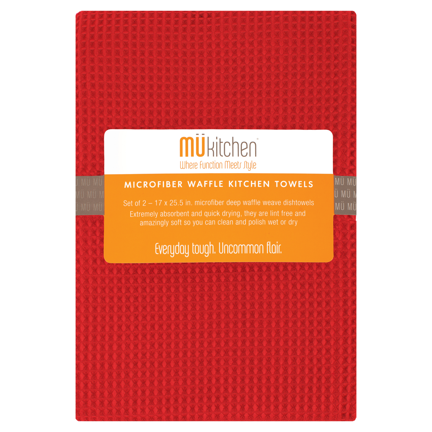 Mu Kitchen Coral Microfiber Waffle Weave Dish Towel 2 pk