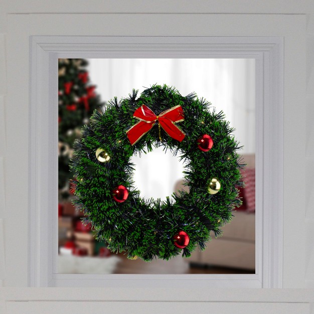 Northlight 17 inch Green Tinsel Artificial Christmas Wreath With Bow Unlit