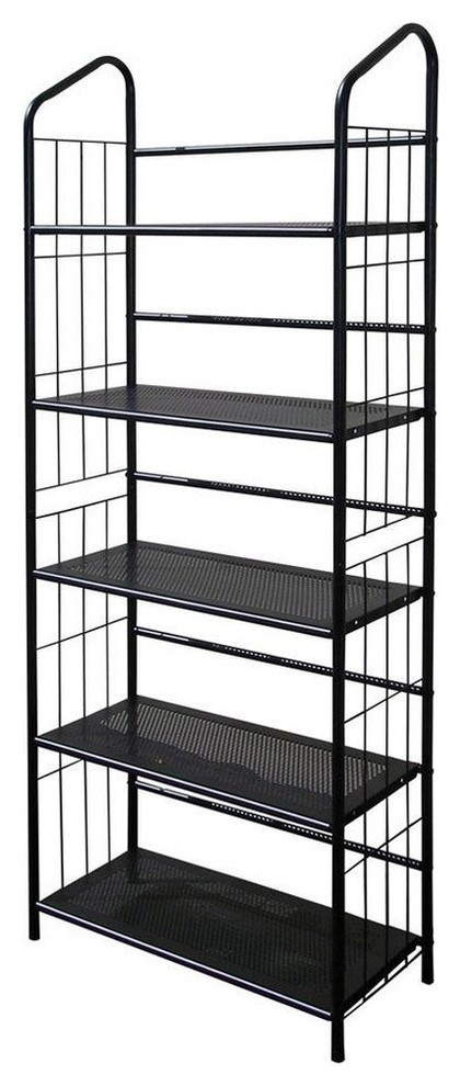 5 Tier Metal Book Shelf  Black   Industrial   Bookcases   by Homesquare  Houzz