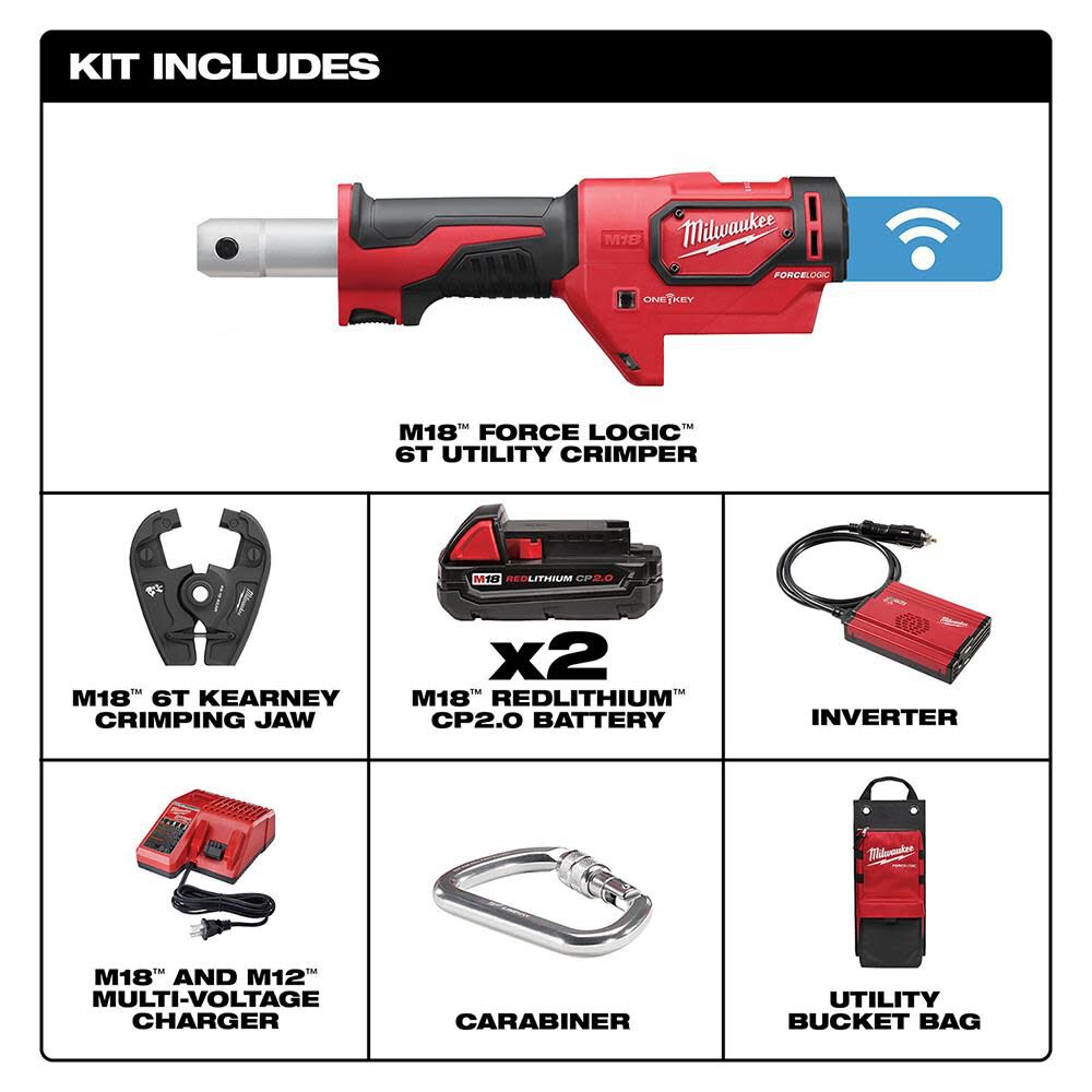 Milwaukee M18FORCE LOGIC 6T Utility Crimping Kit with Kearney Grooves 2678-22K from Milwaukee