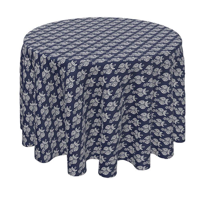 Round Tablecloth， 100% Polyester， 60 Round， Ethnic Floral Design