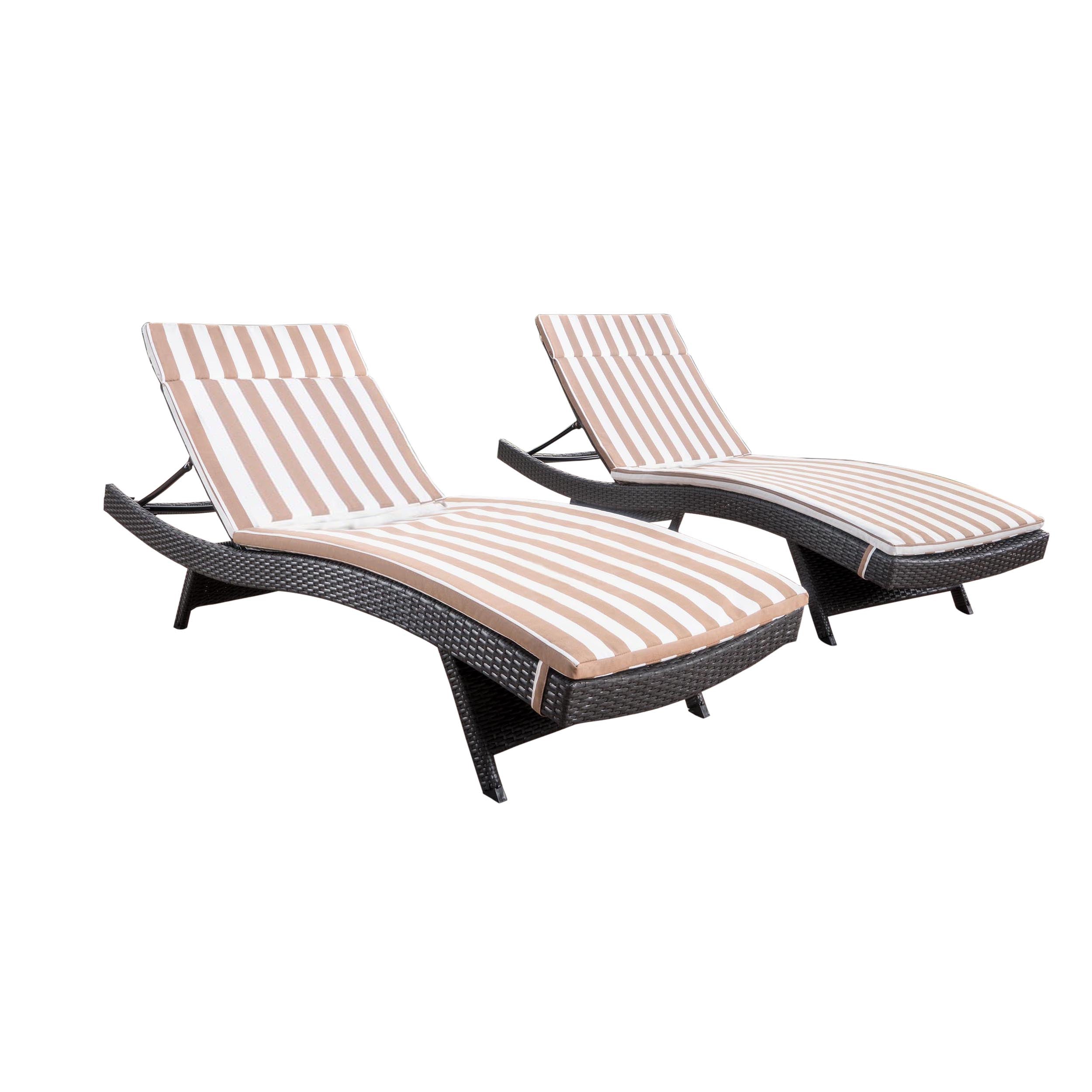 Lakeport Outdoor Wicker Lounge with Water Resistant Cushion (Set of 2)