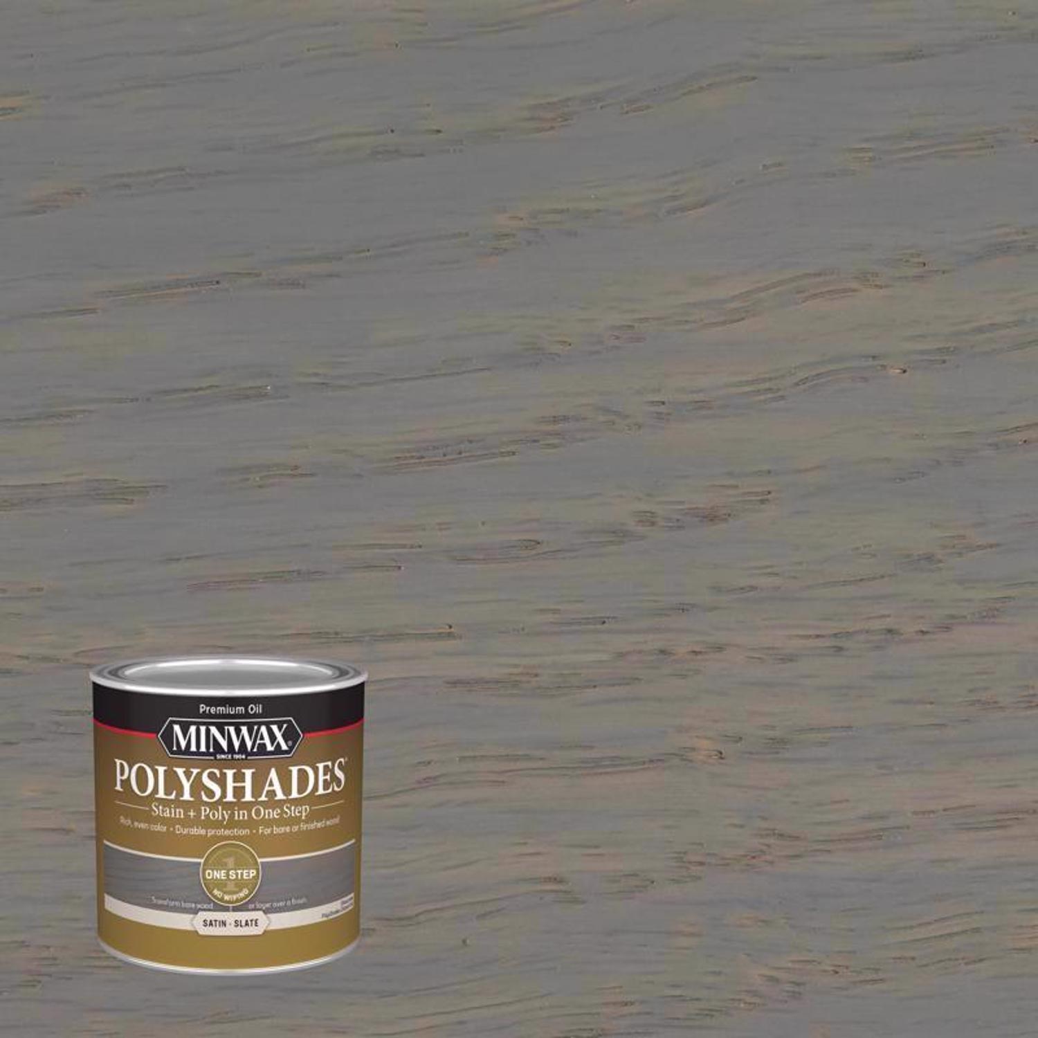 Minwax PolyShades Semi-Transparent Satin Slate Oil-Based Stain/Polyurethane Finish 0.5 pt