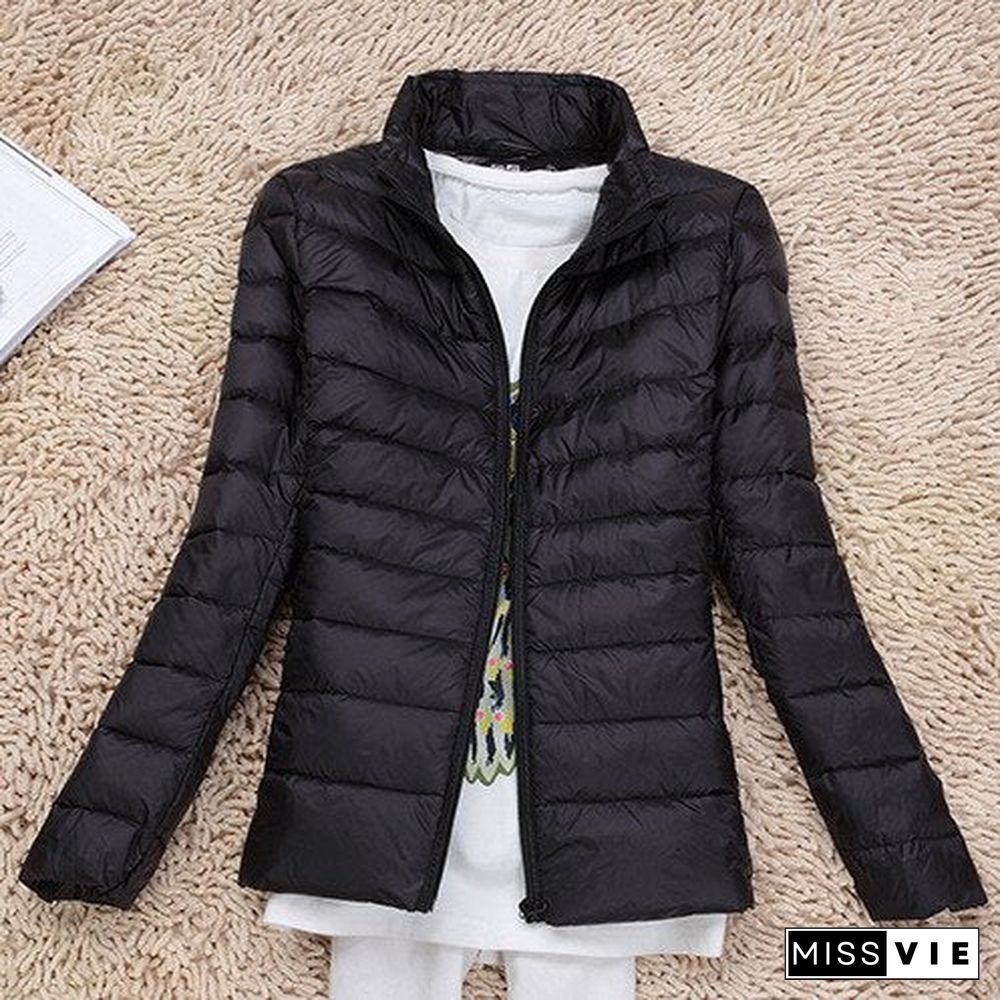 Winter Jacket Women New 90%White Duck Ultra Thin Down Jacket Female Long Sleeve Pocket Down Jacket Parkas Large Size 7Xl