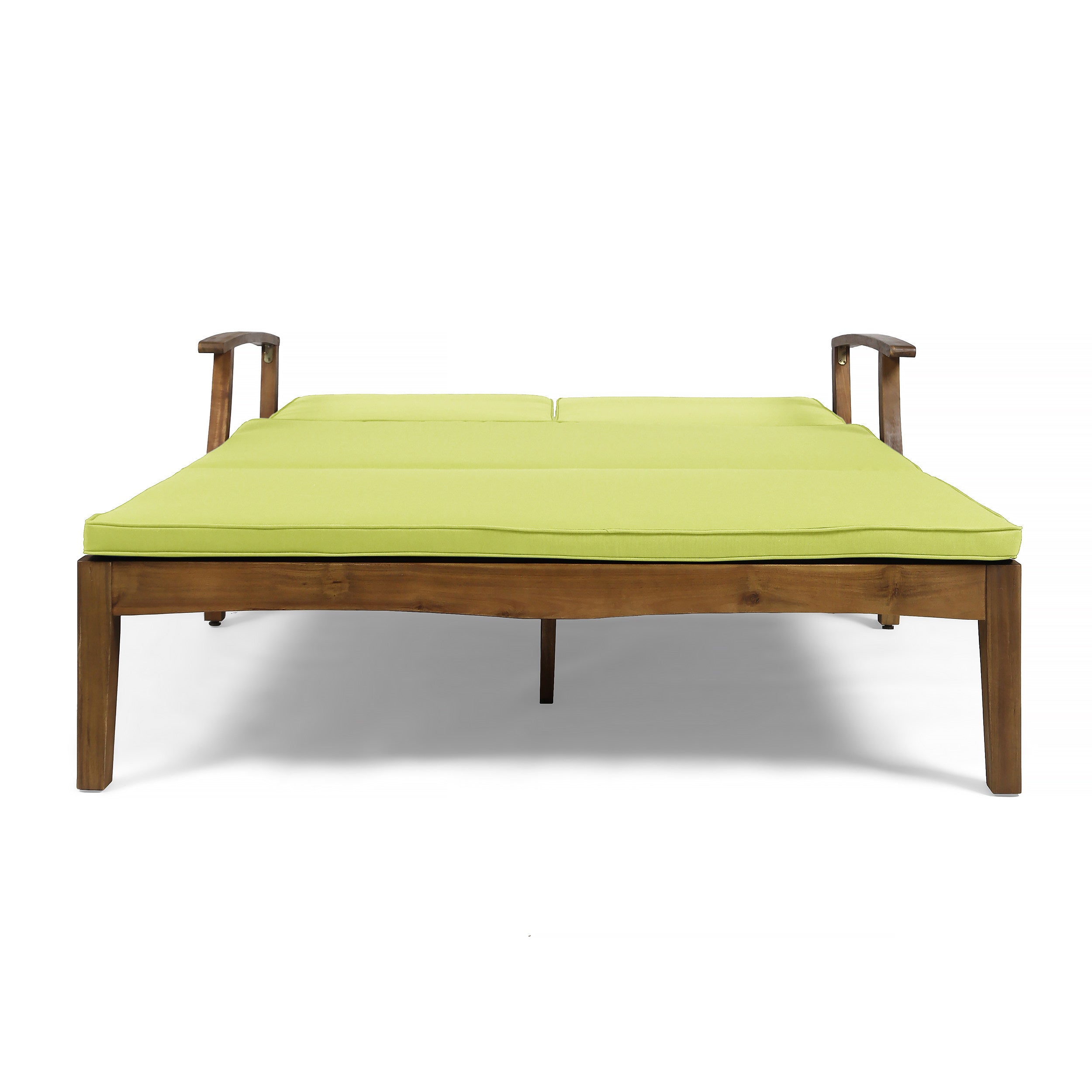 Samantha Double Chaise Lounge for Yard and Patio, Acacia Wood Frame