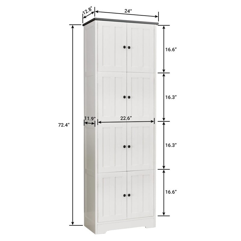 72.4'' Tall Storage Cabinet with 8 Doors and 4 Shelves