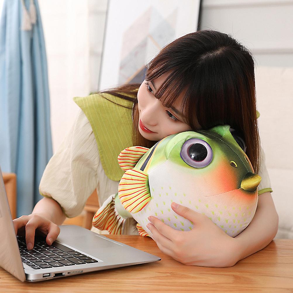 Cute Puffer Fish Plush Toy Cartoon Soft Stuffed Animal Fluffy Toy Throw Pillow Sofa Couch Bedroom Decor Gifts