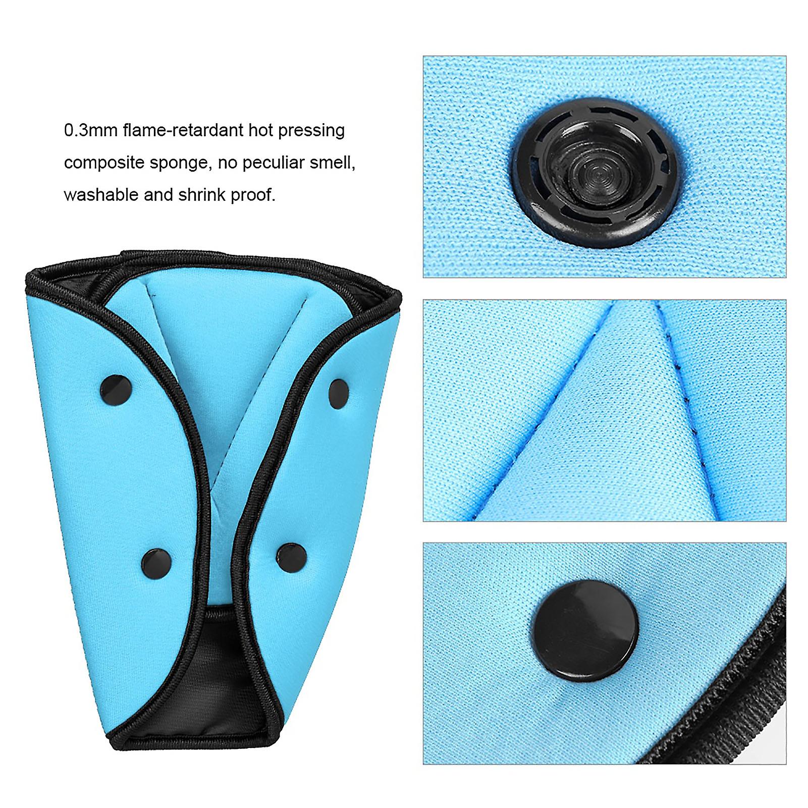 Car Children Safety Cover Harness Strap Adjuster Pad Kids Seat Belt Clip Blue