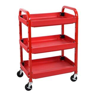 Luxor 22 in. 3 Shelf Adjustable Utility Cart in Red ATC332