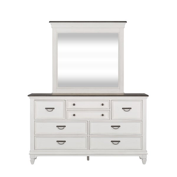 Copper Grove Allyson Park Wirebrushed White Charcoal Dresser and Mirror - - 25673984