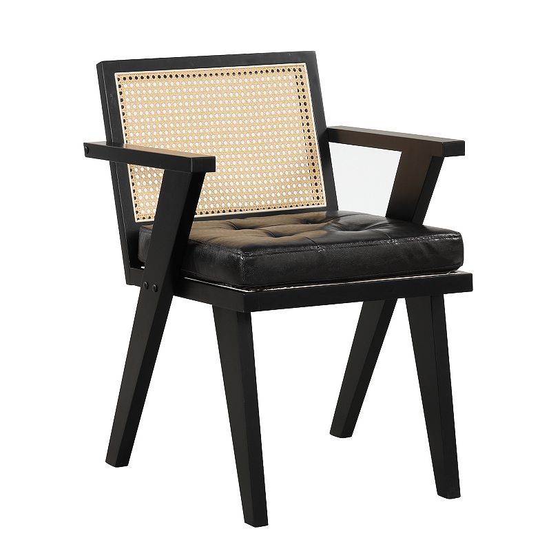 Merax Accent Chair With Handcrafted Rattan Backrest And Padded Seat For Leisure