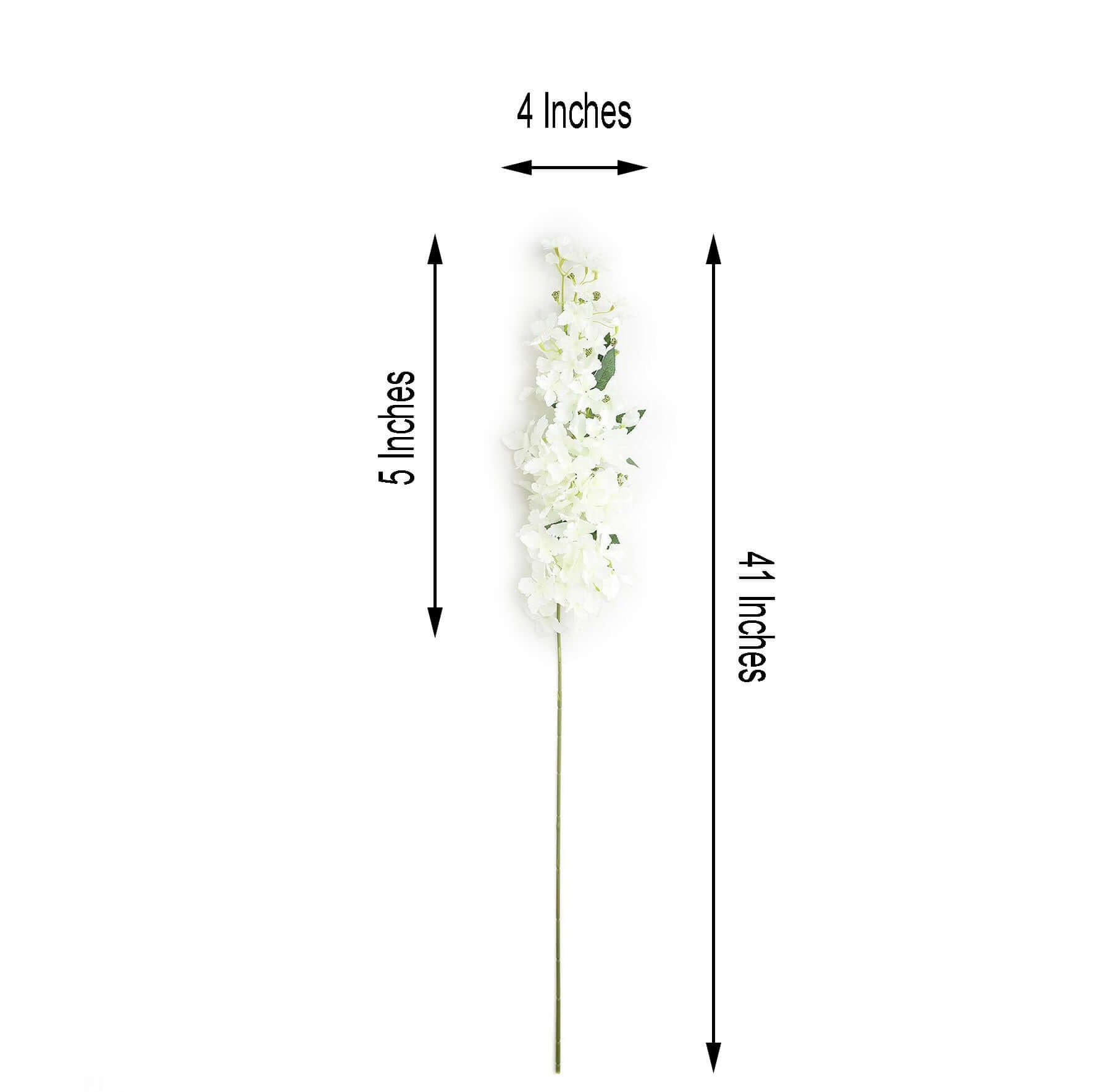 4 Stems White Artificial Silk Hydrangea Flower Branches 41