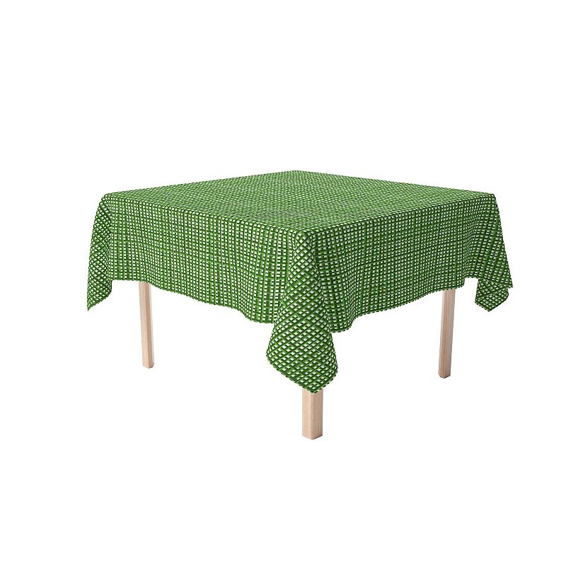 Square Tablecloth， 100% Polyester， 60x60， Bam boo Green Grid Fence