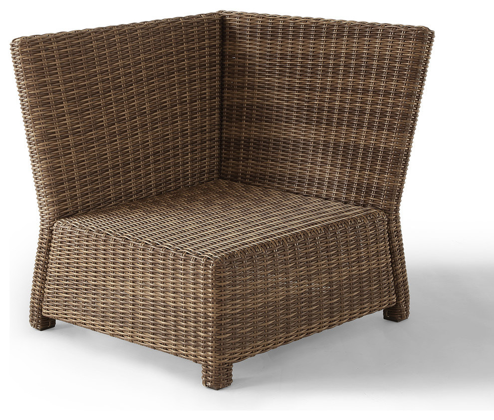 Crosley Bradenton Wicker Corner Patio Chair in Brown and Sangria   Tropical   Outdoor Lounge Chairs   by Virventures  Houzz