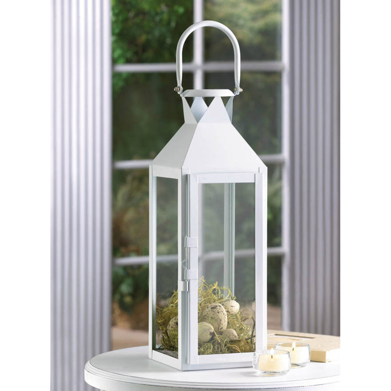 Home Locomotion White Manhattan Candle Lantern