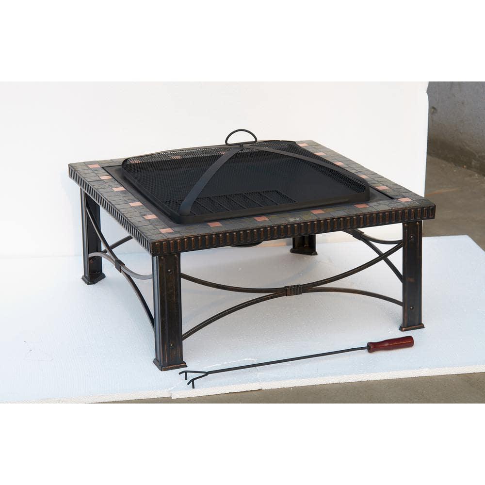 Hiland 30 in x 195 in Square Slate Tile Fire Pit