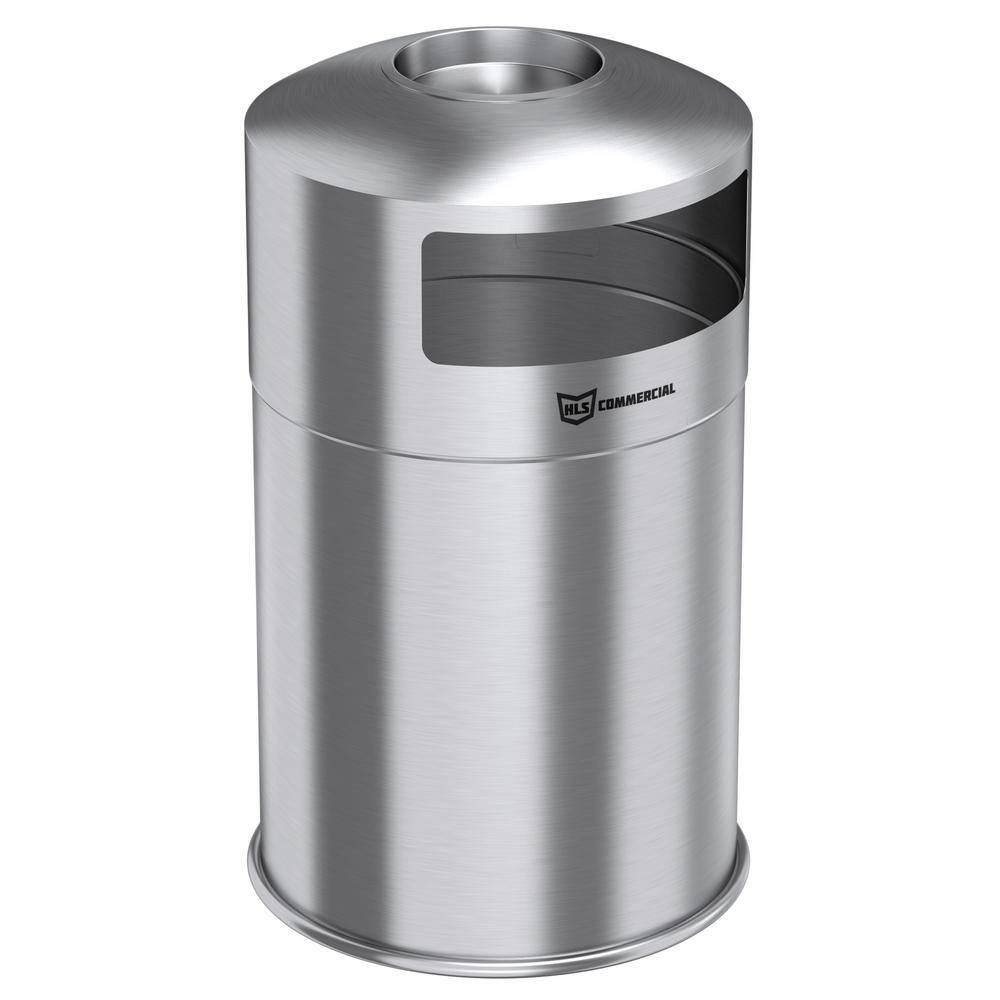 HLS COMMERCIAL 50 Gal. Stainless Steel Outdoor Trash Can Galvanized Steel Inner Bin Removable Ashtray Dual Side Entry for Business THD50DSO