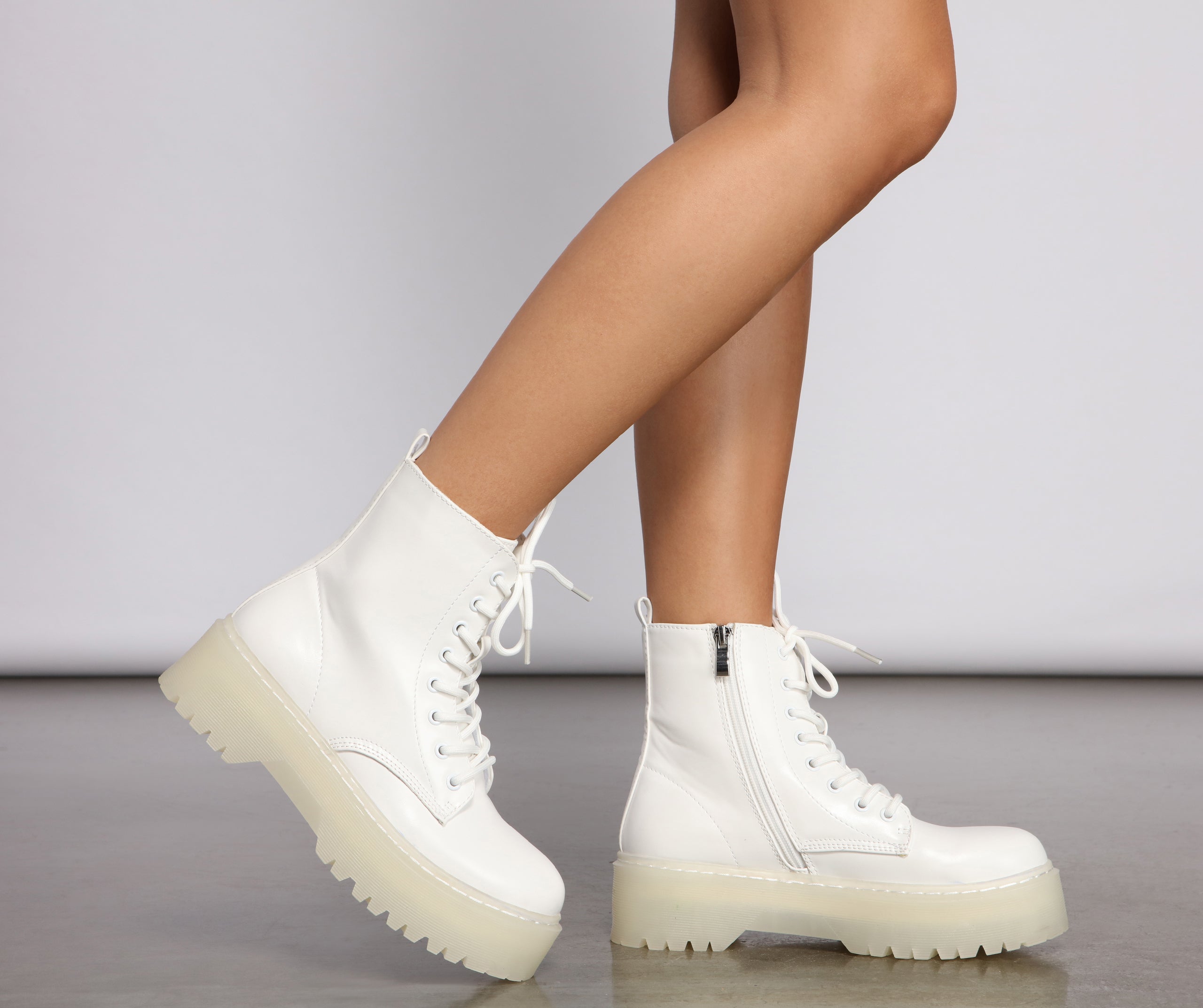 Clearly On Fleek Faux Leather Combat Boots