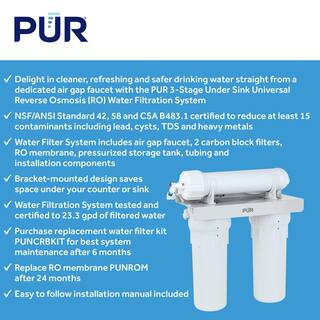 PUR 3-Stage Universal 23.3 GPD Reverse Osmosis Water Filtration System with Faucet PUN3RO