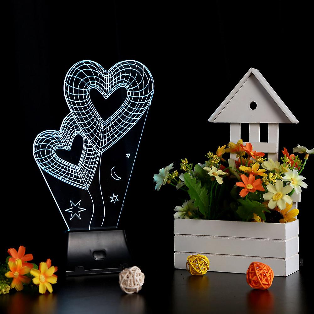 Lixada 3d Led Lamp Light Usb Heart To Heart Colorful Night Light For Wedding Deco Innovative Christmas Gift Present No.233533