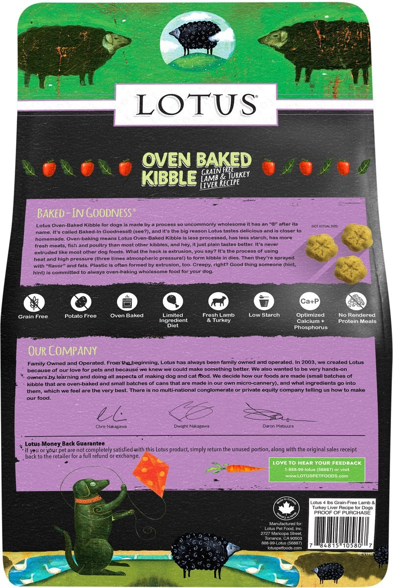 Lotus Oven-Baked Grain-Free Lamb and Turkey Liver Recipe Dry Dog Food