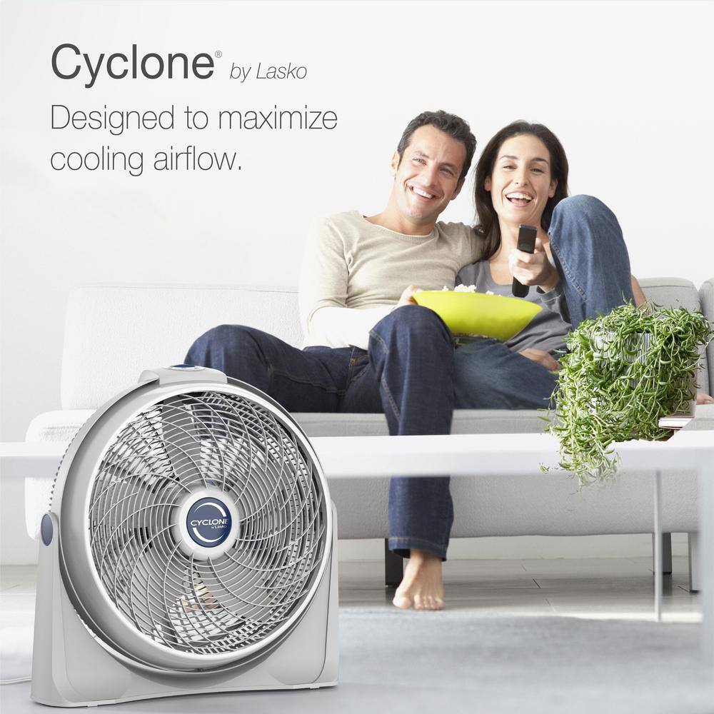 Lasko Cyclone Power Circulator 20 in. 3 Speed White Floor Fan with Adjustable Fan Head 3520