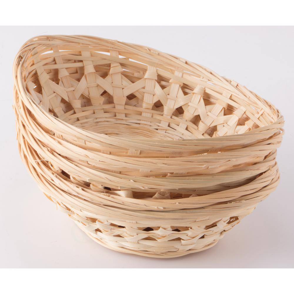 Vintiquewise Natural Bamboo Oval Storage Bread Basket Storage Display Trays (Set of 5) QI003504.L.5