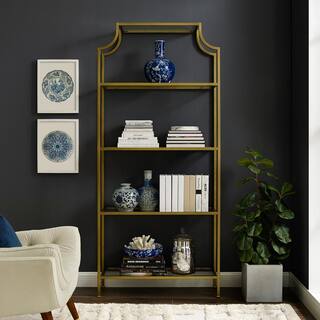 CROSLEY FURNITURE 80 in. GoldClear Metal 4-shelf Etagere Bookcase with Open Back CF6101-GL