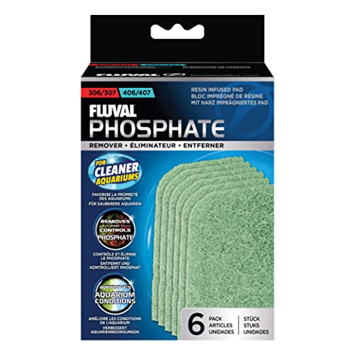 Fluval 307/407 Phosphate Remover Pad， Replacement Aquarium Canister Filter Media， 6-Pack