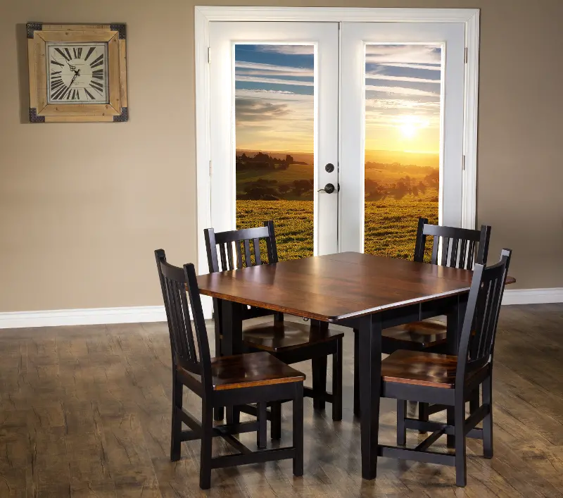 Saber Maple and Black 5 Piece Dining Set with Slat Back Chairs