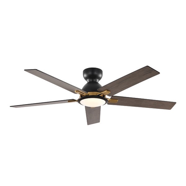 52  inch 5 Blade Flush Mount Ceiling Fan with LED Light Remote - 52 inch Shopping - The Best Deals on Ceiling Fans | 41659440