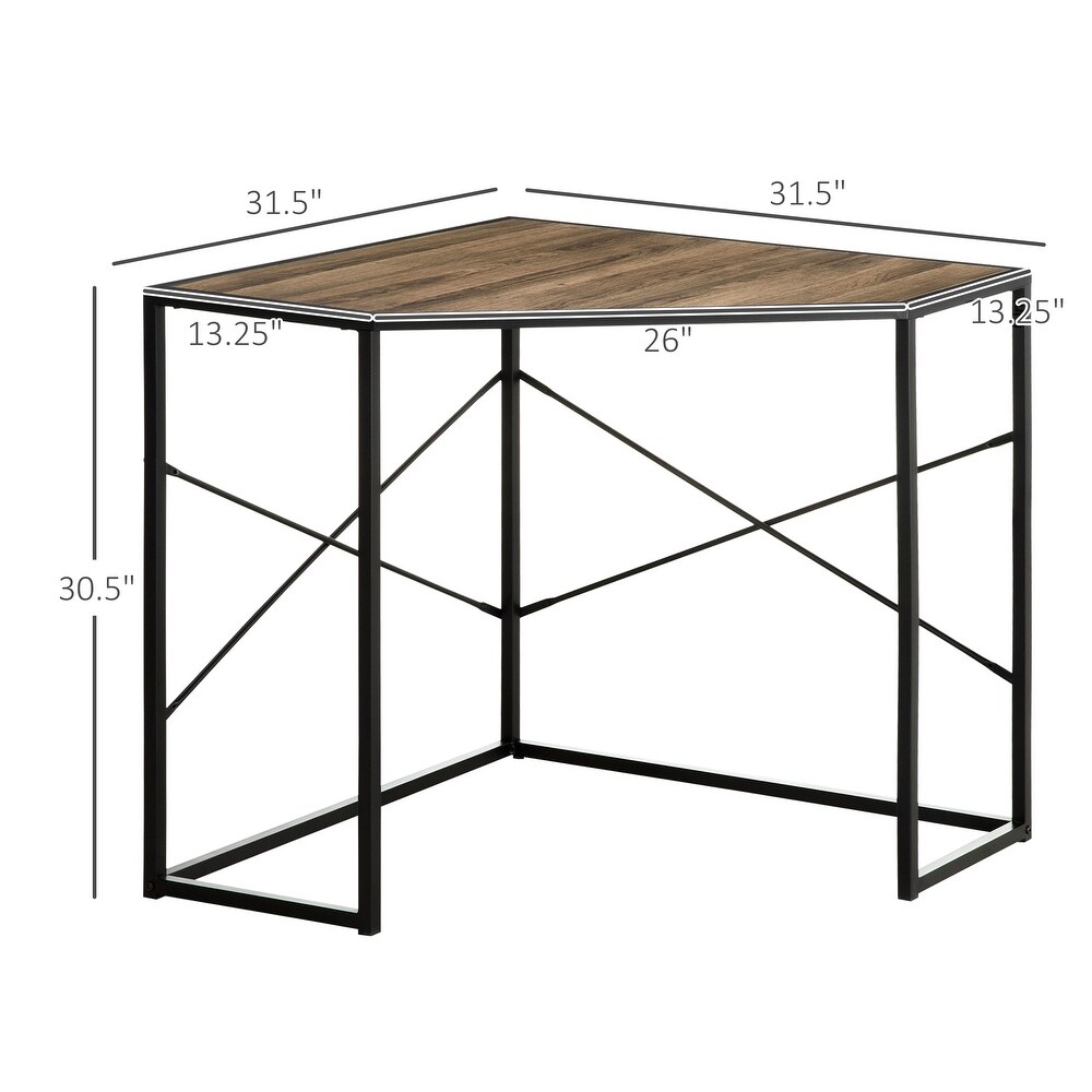 HOMCOM Corner Computer Desk with Steel Frame for Small Spaces  Writing Desk for Workstation