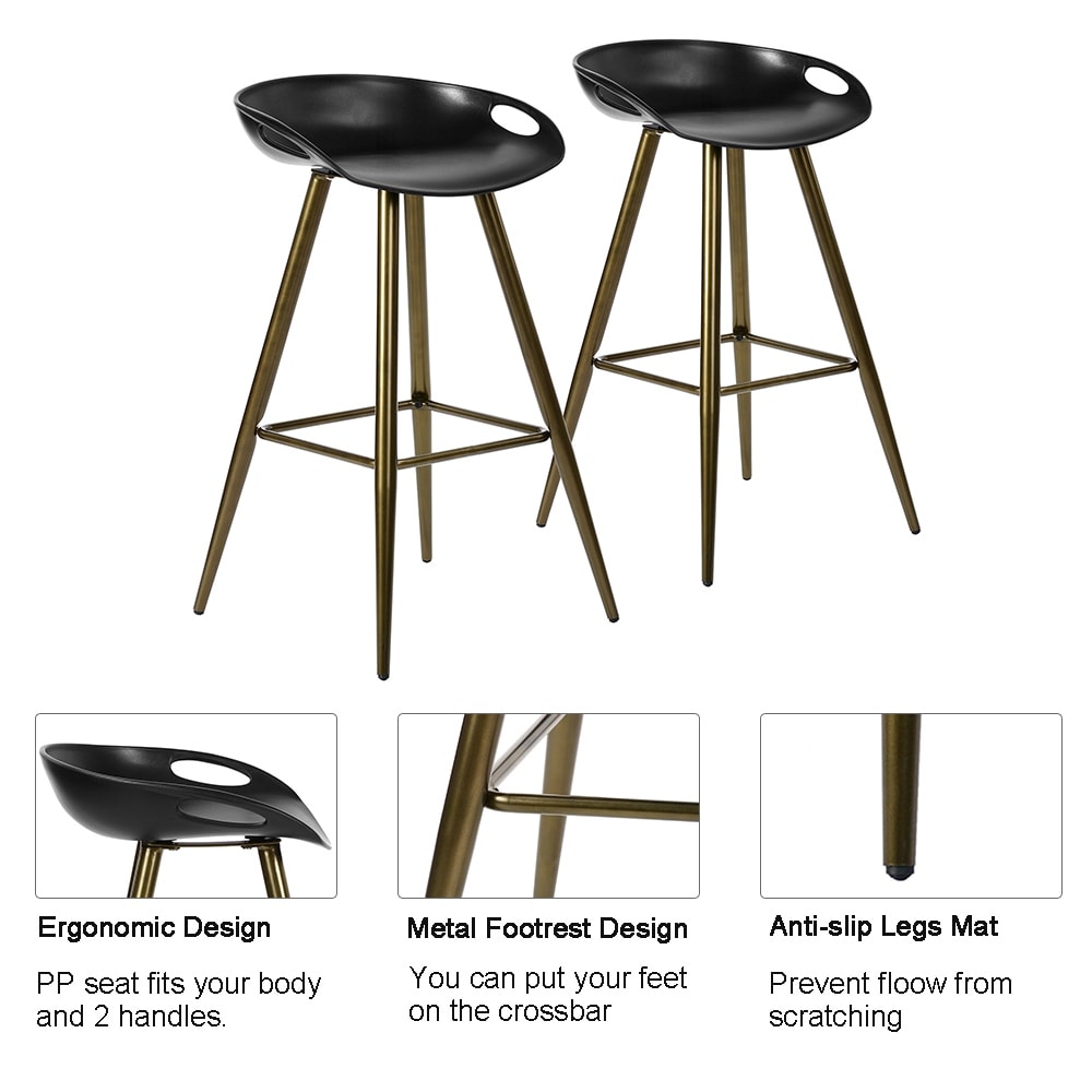 Homylin 32IN PP Seat Bar Stools with Powder Coating Steel Legs 2PCS