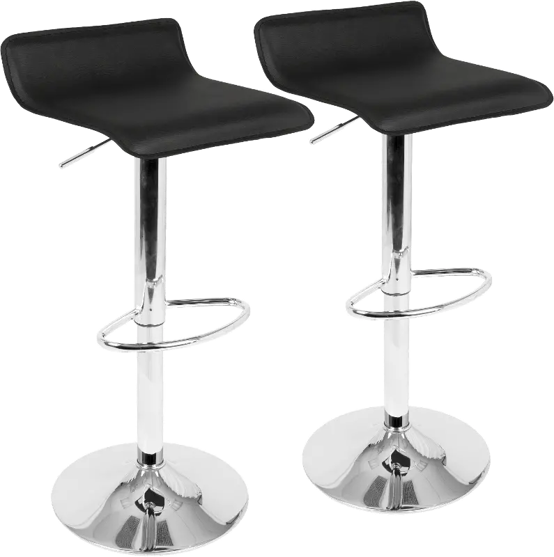 Contemporary Black and Chrome Adjustable Bar Stool (Set of 2) - Ale