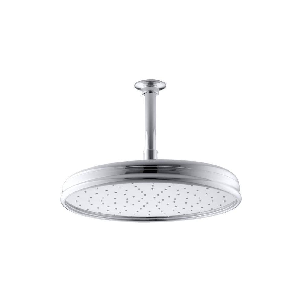 KOHLER 1-Spray Patterns 12 in. Ceiling Mount Rain Fixed Shower Head in Polished Chrome K-13694-CP