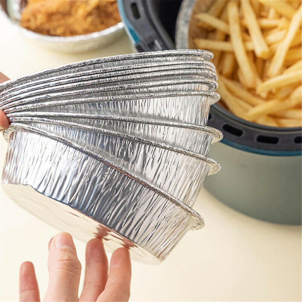 10/50pcs Air Fryer Liner Round Aluminium Foil Trays Containers Aluminum Foil Tin Box