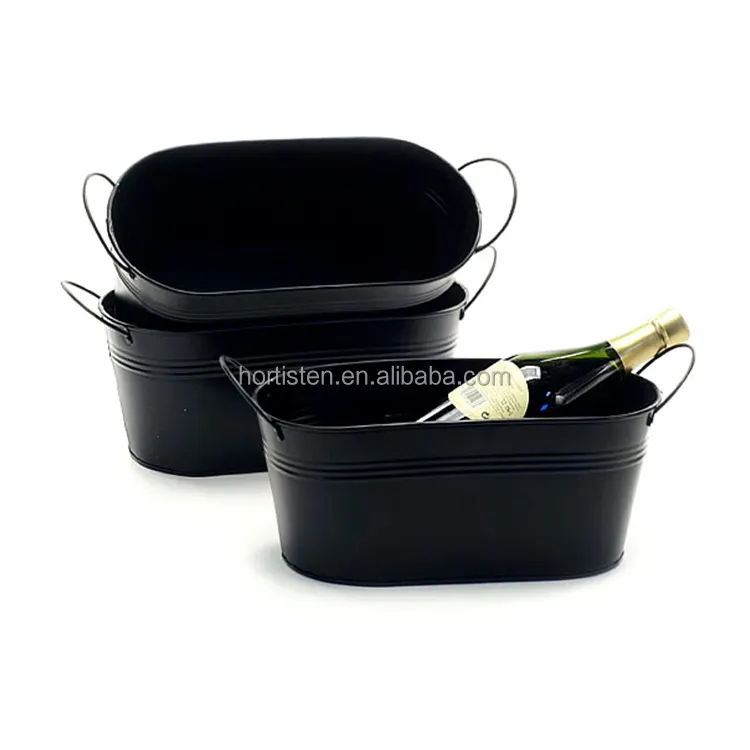 Beer gift basket personalized basket promotional  black metal bucket with handle