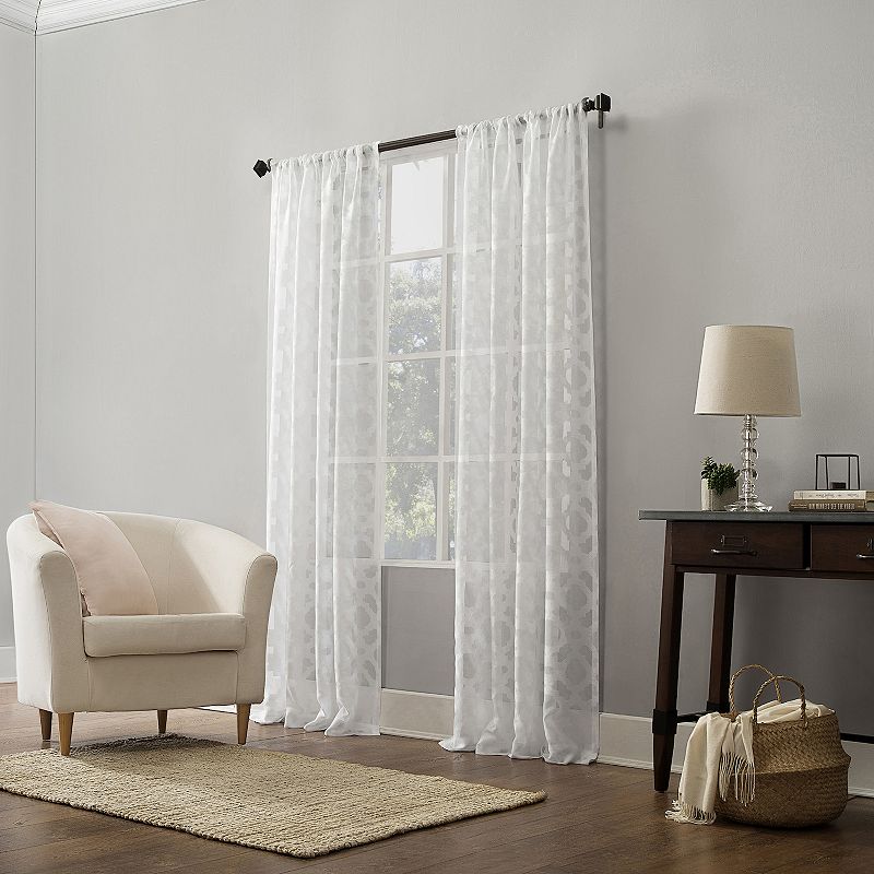 No. 918 Yvette Trellis Jacquard Sheer Rod Pocket Window Curtain