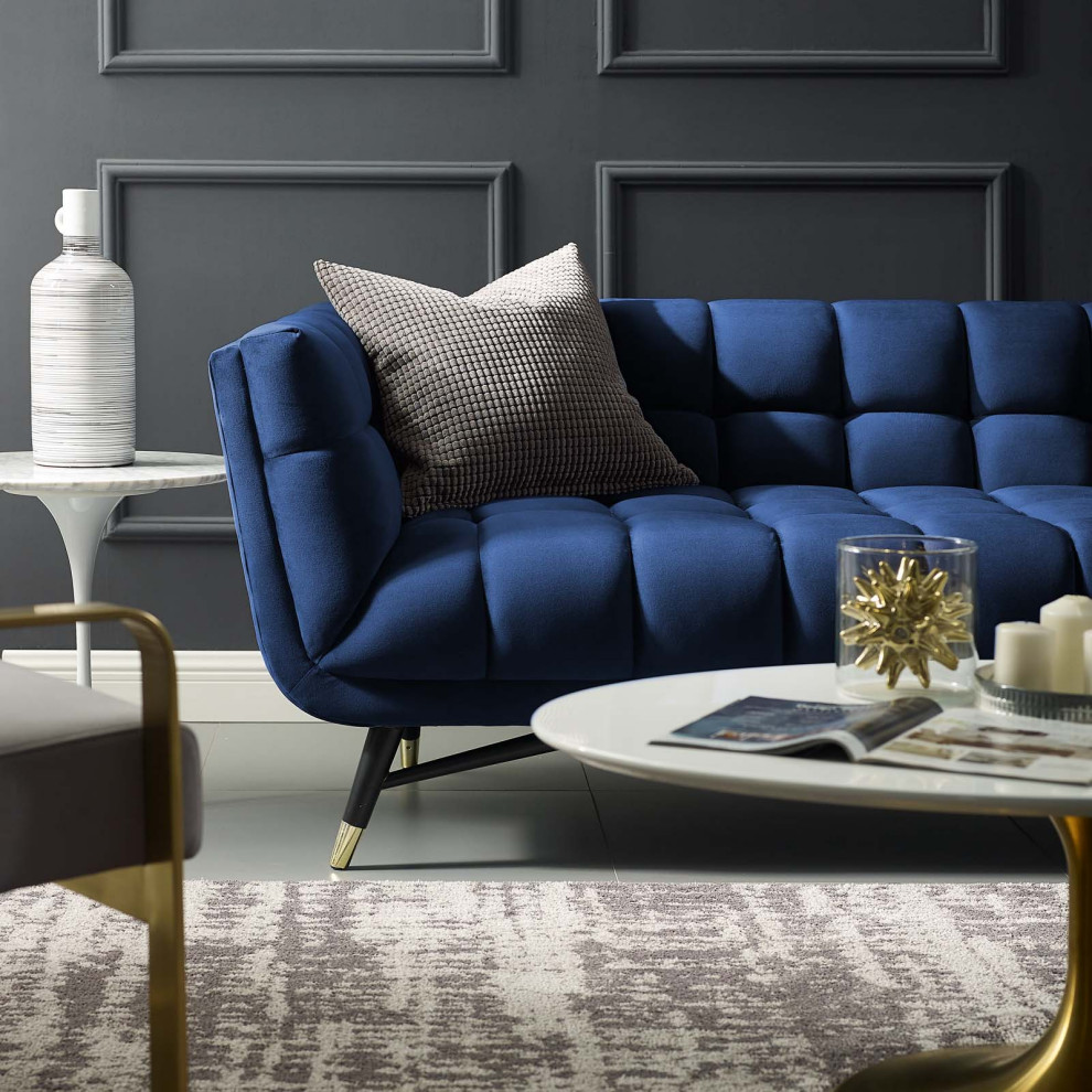 Adept Upholstered Velvet Sofa   Midcentury   Sofas   by Simple Relax  Houzz