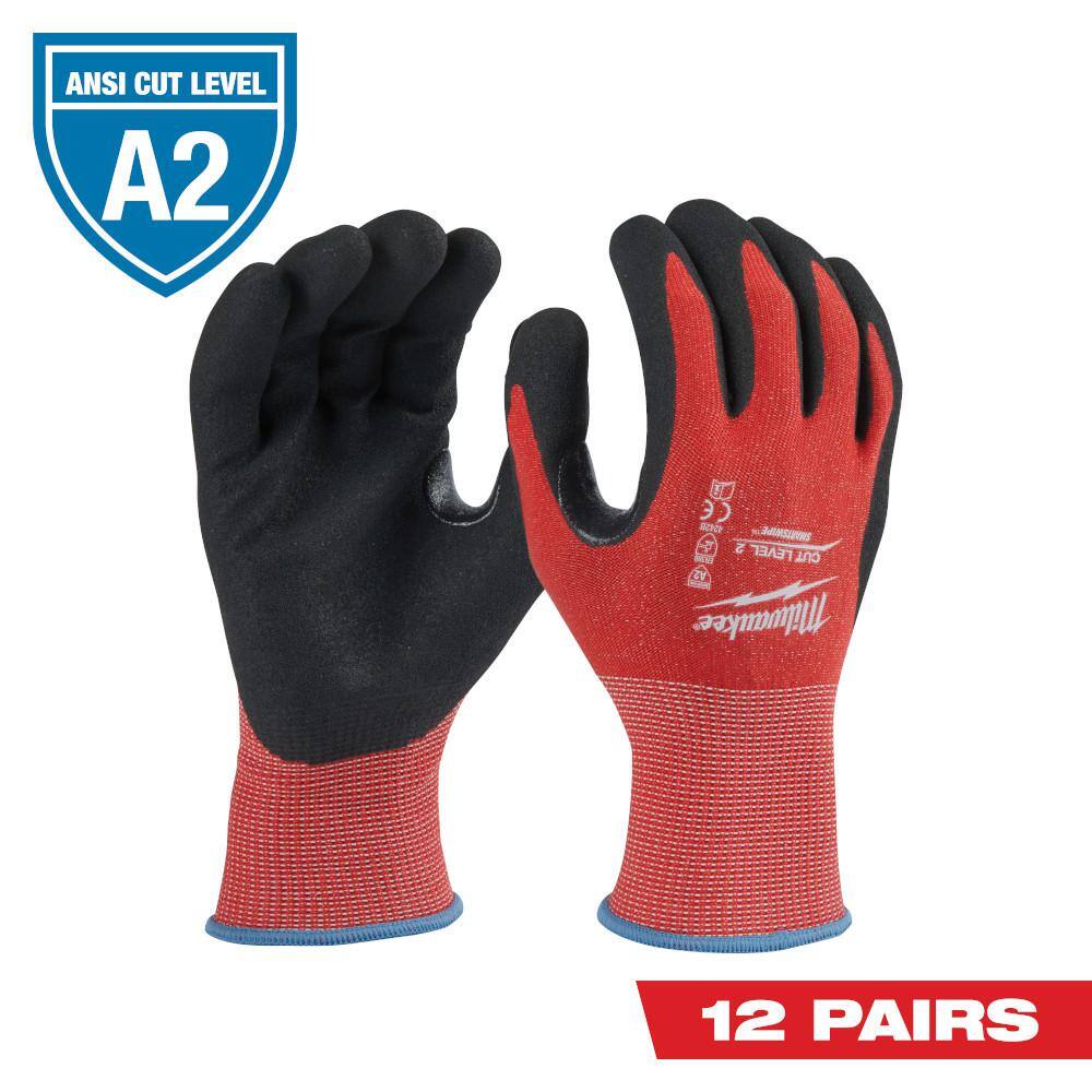 MW X-Large Red Nitrile Level 2 Cut Resistant Dipped Work Gloves (12-Pack) 48-22-8928B