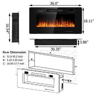 Gymax 36 in. Recessed Wall Mounted Electric Fireplace Heater wRemote Control GYM05890