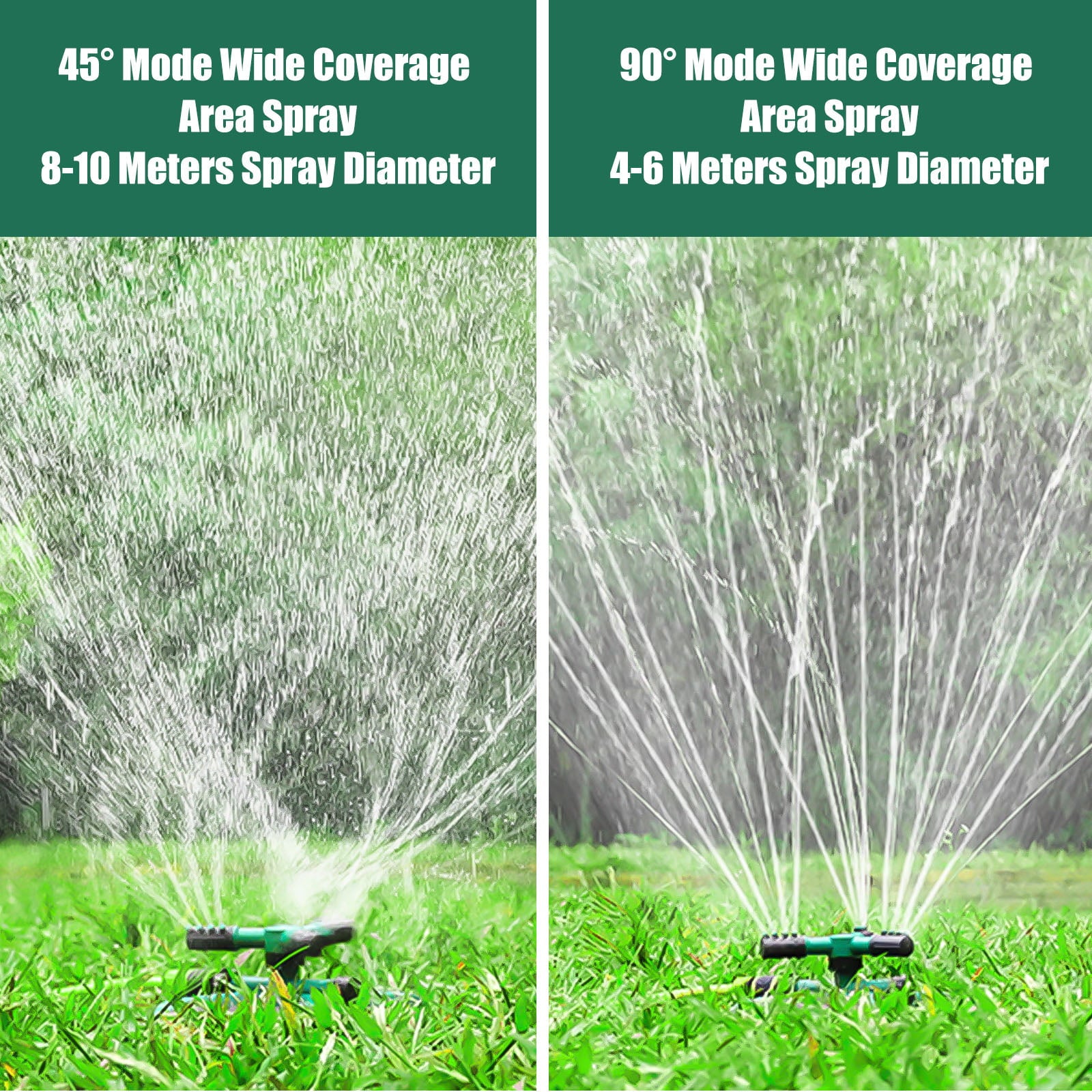 Lawn Sprinkler， EEEkit 3 Arms Automatic Garden Water Sprinkler， 360° Rotating Yard Irrigation System Cover Large Area， Green