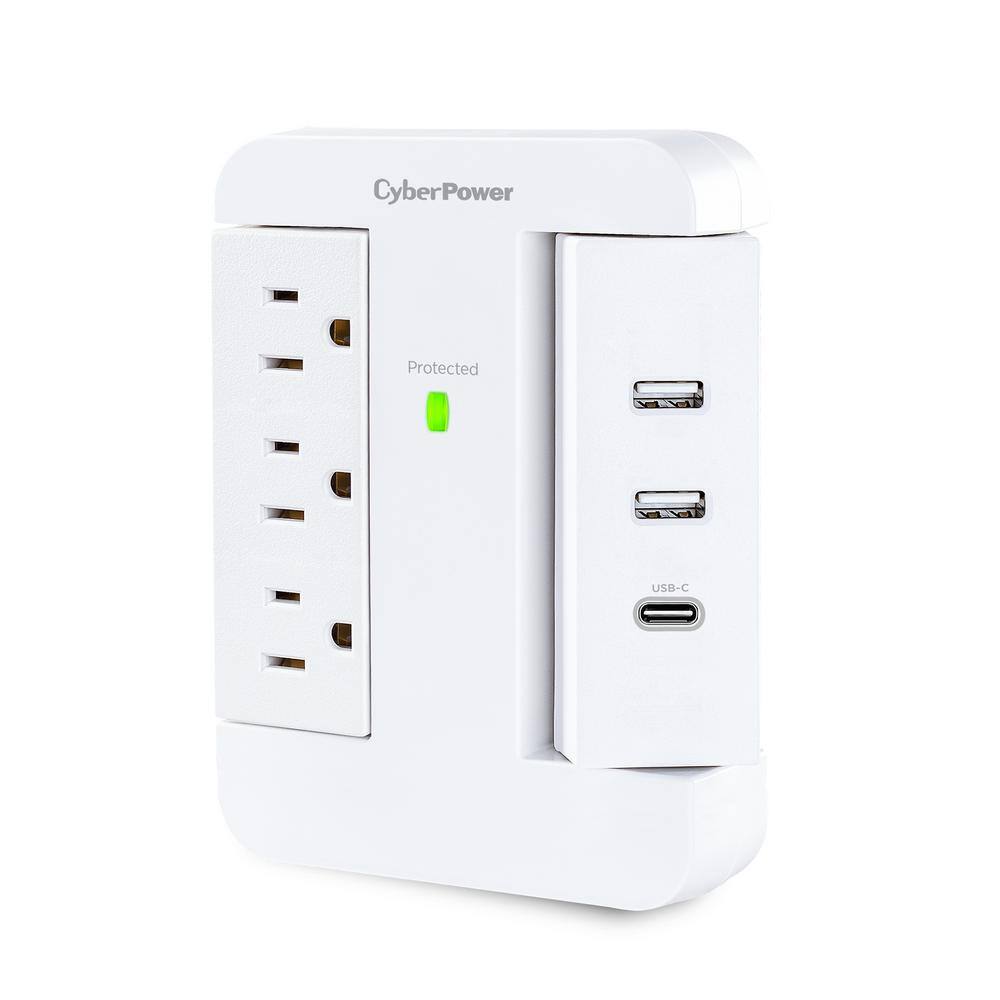 CyberPower 2 USB-A 1 USB-C 3-Outlet Wall Tap P3WSUC