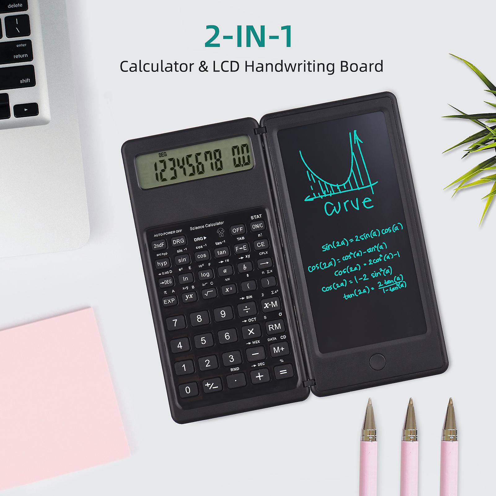 Calculator With Lcd Writing Tablet Desktop Calculators 10 Digits Display With Stylus Erase Button Thin And Foldable Design For Daily And Basic Office