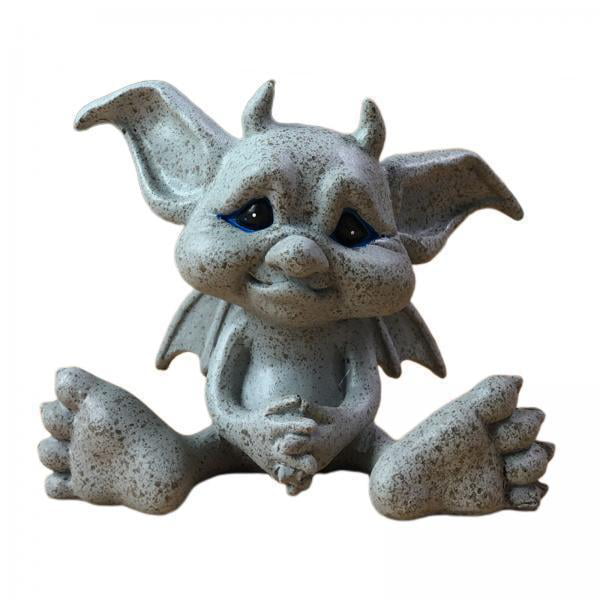 2xBaby Goblin Art Fairy Garden Statue Lawn Porch Decor Sad B 2 Pcs